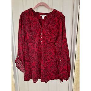 Croft & Barrow Woman Henley Style Tunic Top with Sleeve Placket